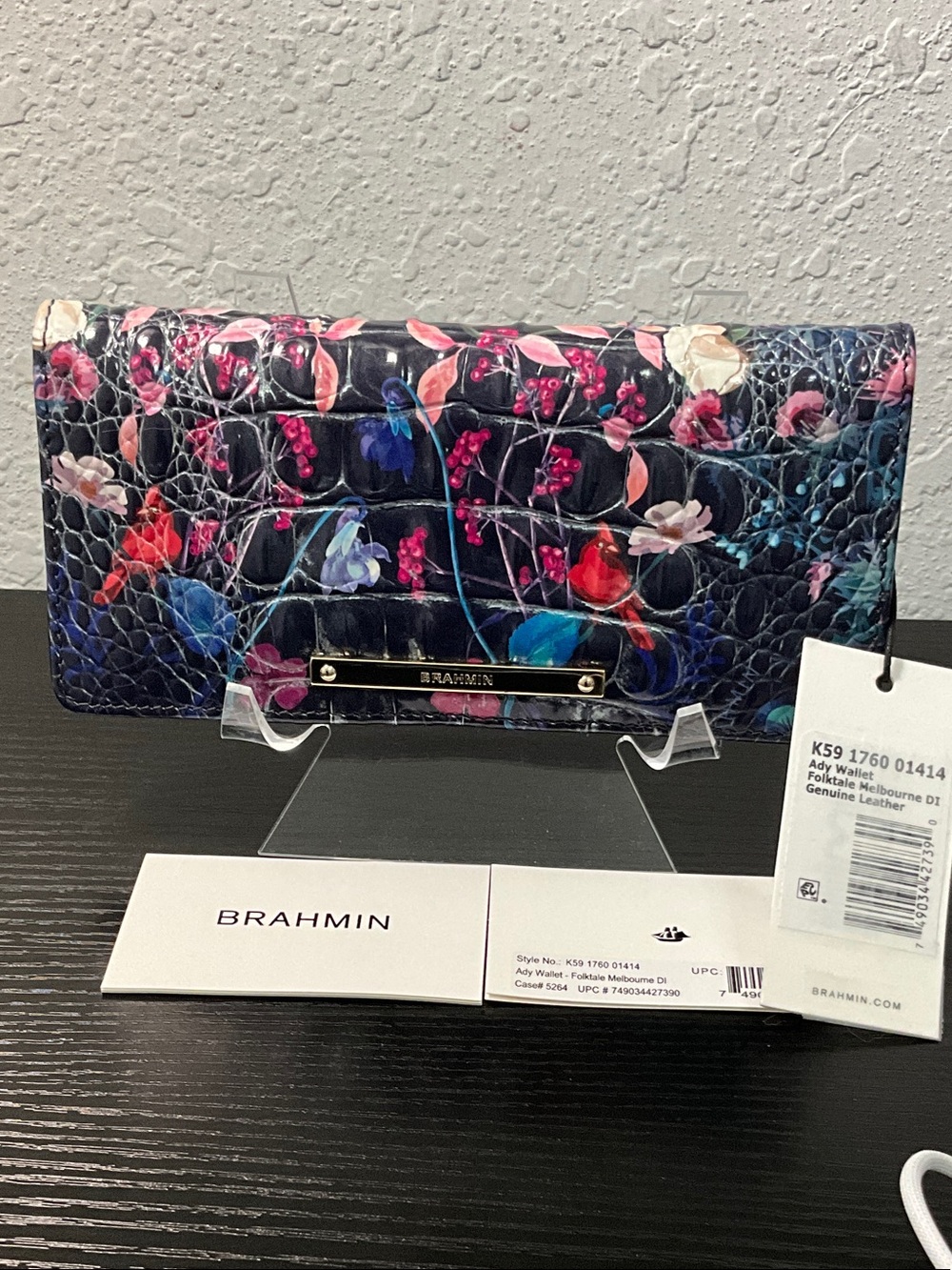 Brahmin Ady FOLKTALE MELBOURNE DI Slim Leather Flowers & Birds NWT